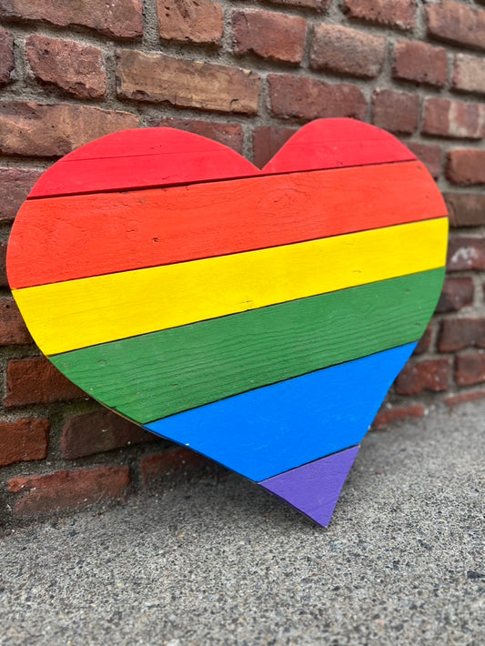 Wooden Rainbow Heart
