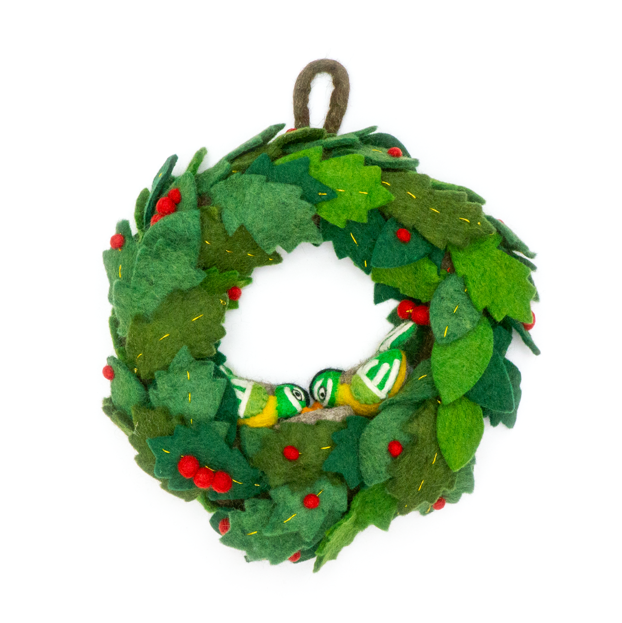 Friendsheep - Love Birds Holiday Mistletoe Felt Wool Wreath