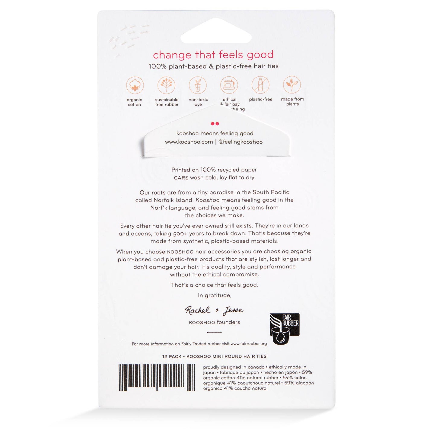 KOOSHOO - Plastic-free Round Mini Hair Ties - 12-pack