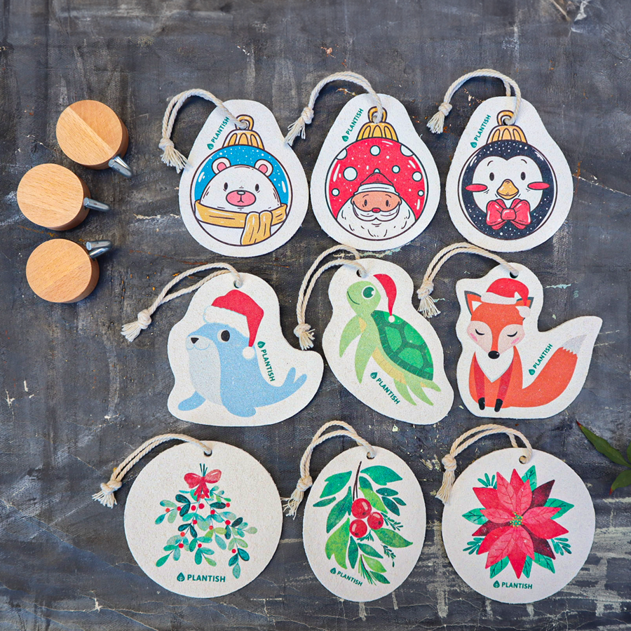 Plantish -Holiday Ornaments Pop up Sponge