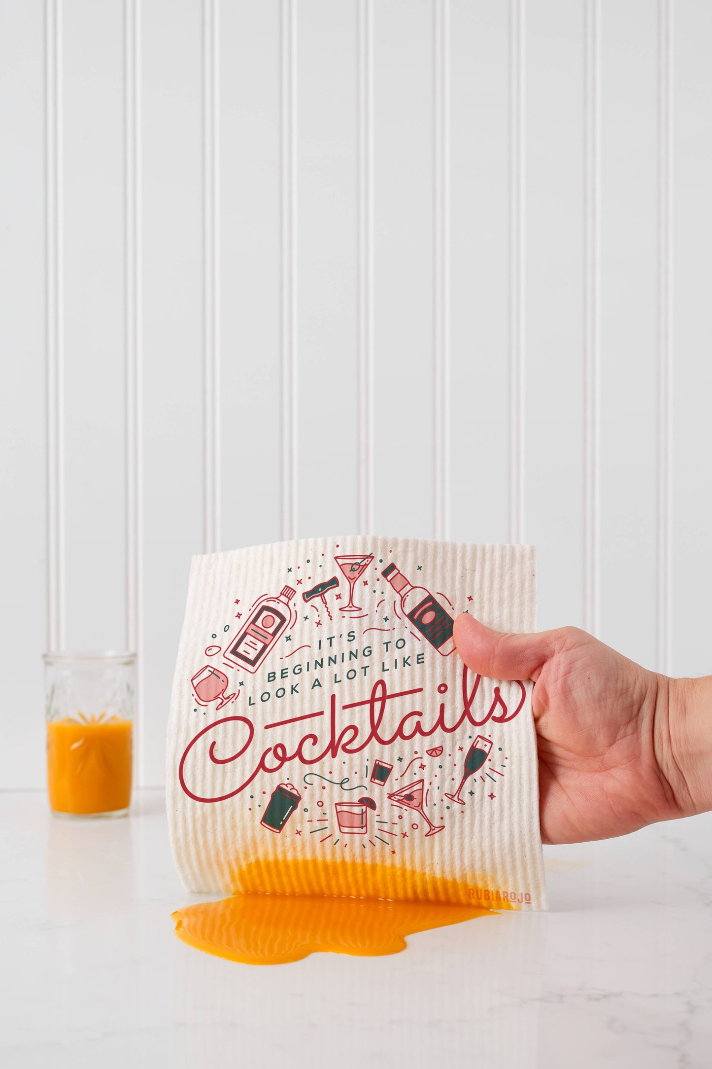 RubiaRojo - Its Beginning to Look a Lot Like Cocktails Swedish Dishcloth