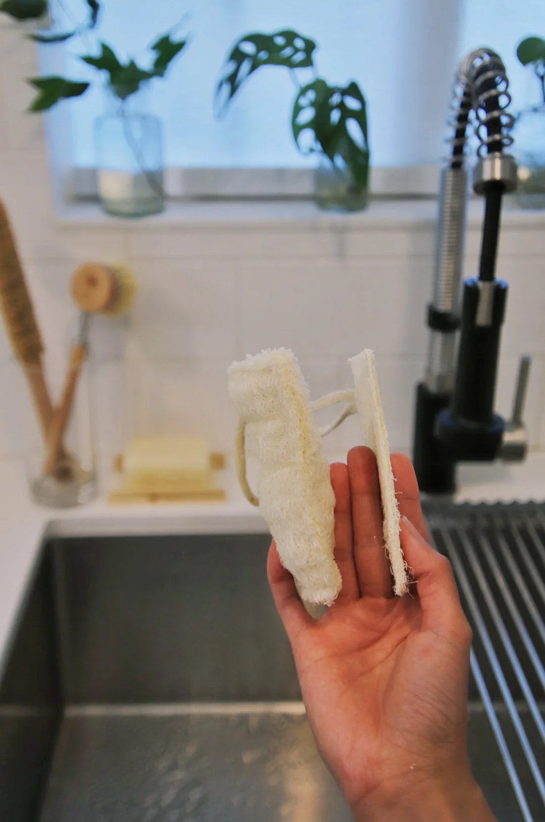 Me Mother Earth - Loofah Dish Sponge: Double Layer with Cotton Loop 3-Pack