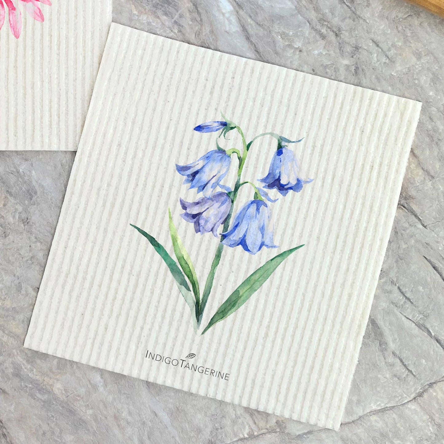 Indigo Tangerine - Pink Coneflower, Bluebells 2 pk - Swedish Dish Cloth