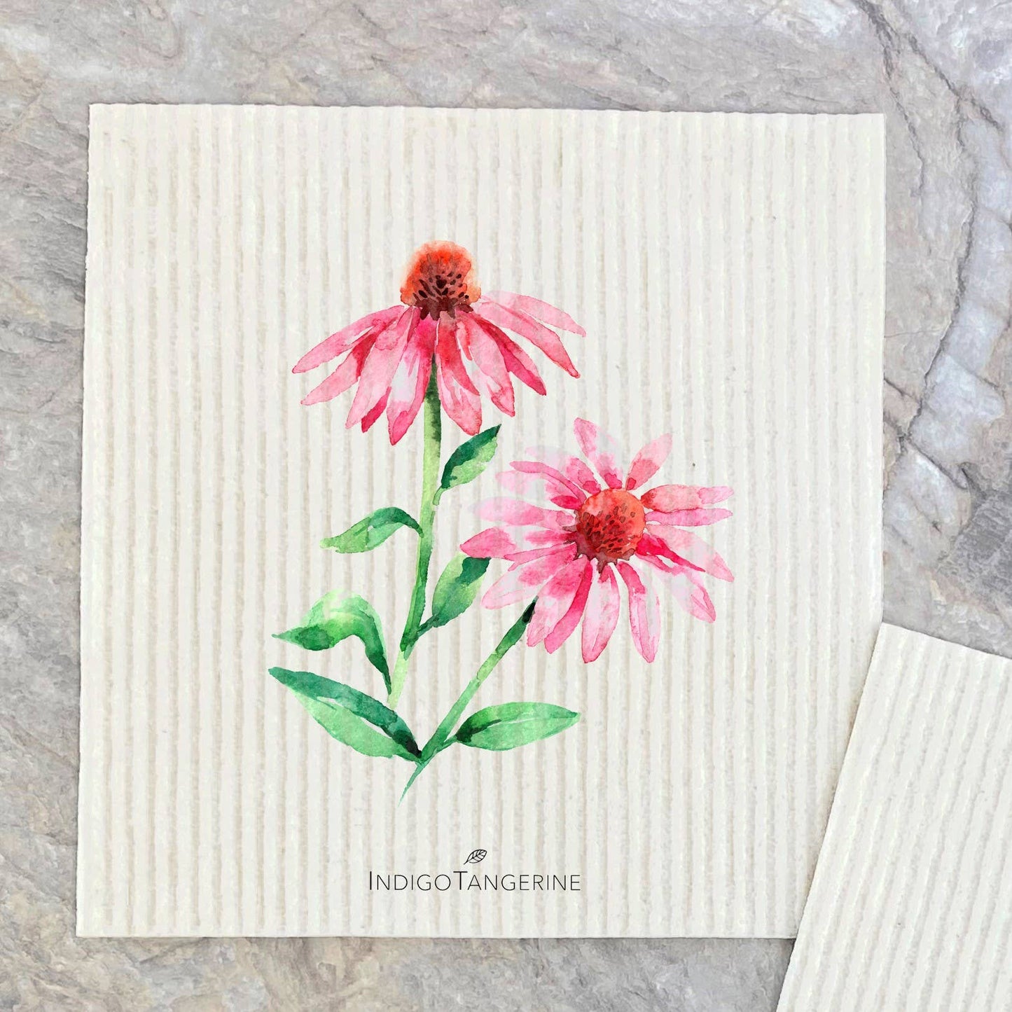 Indigo Tangerine - Pink Coneflower, Bluebells 2 pk - Swedish Dish Cloth