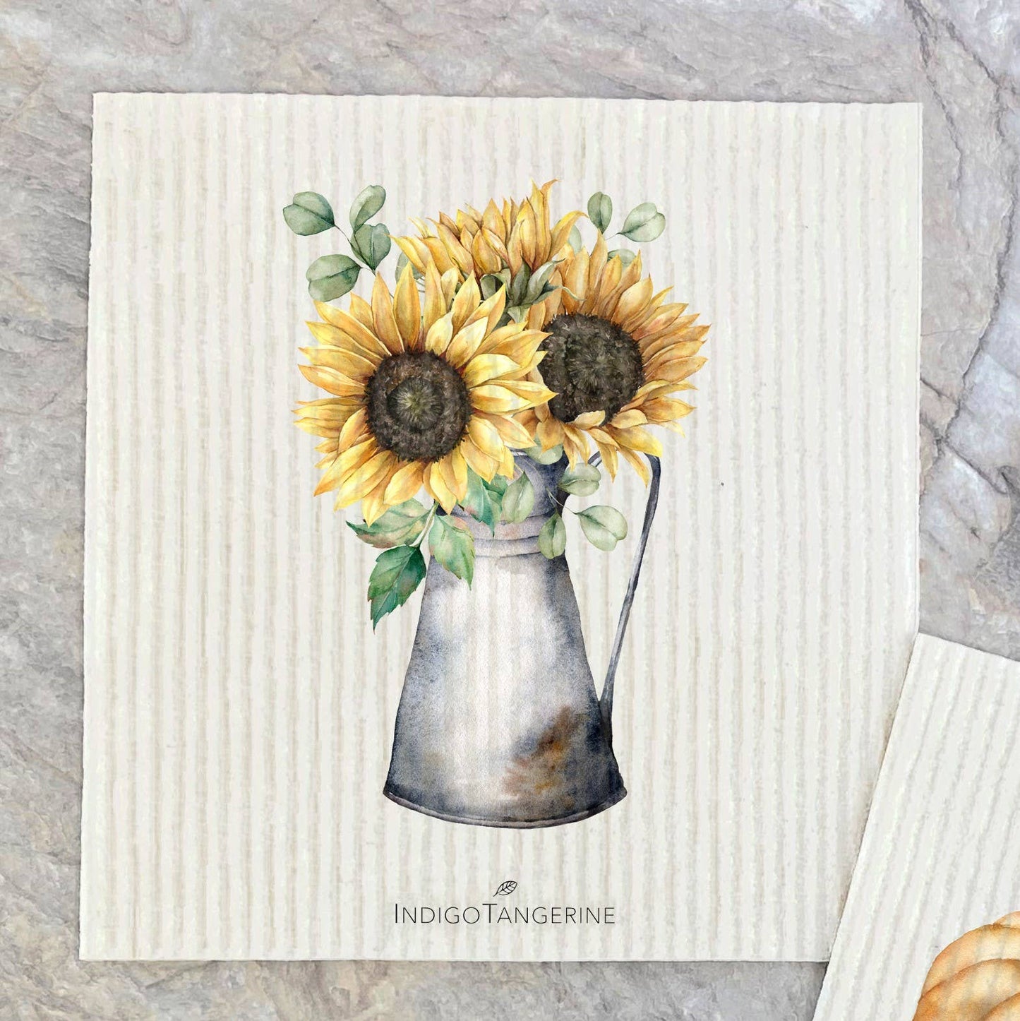Sunflowers in Jug, Fall Harvest 2 pk -Swedish Dish Cloth
