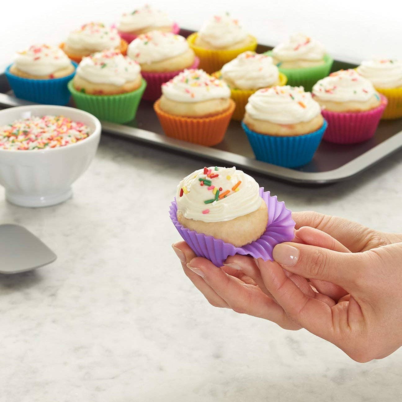 Threaded Pear - 12 Reusable Silicone Baking Cups