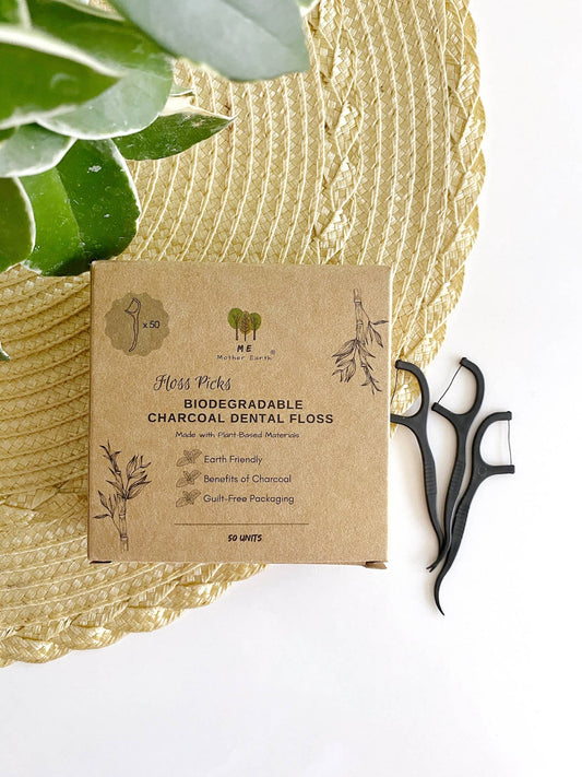 Me.Mother Earth - Biodegradable Charcoal Dental Floss Picks