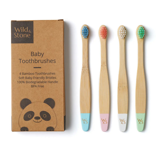 Baby Bamboo Toothbrush - 4 Pack - Soft Bristles