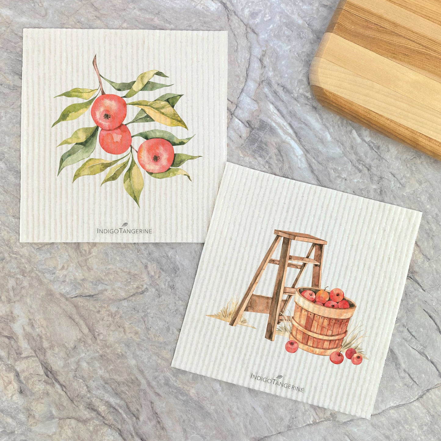 Apples on Branch, Picked Apples 2 pk - Fall Dish Cloth