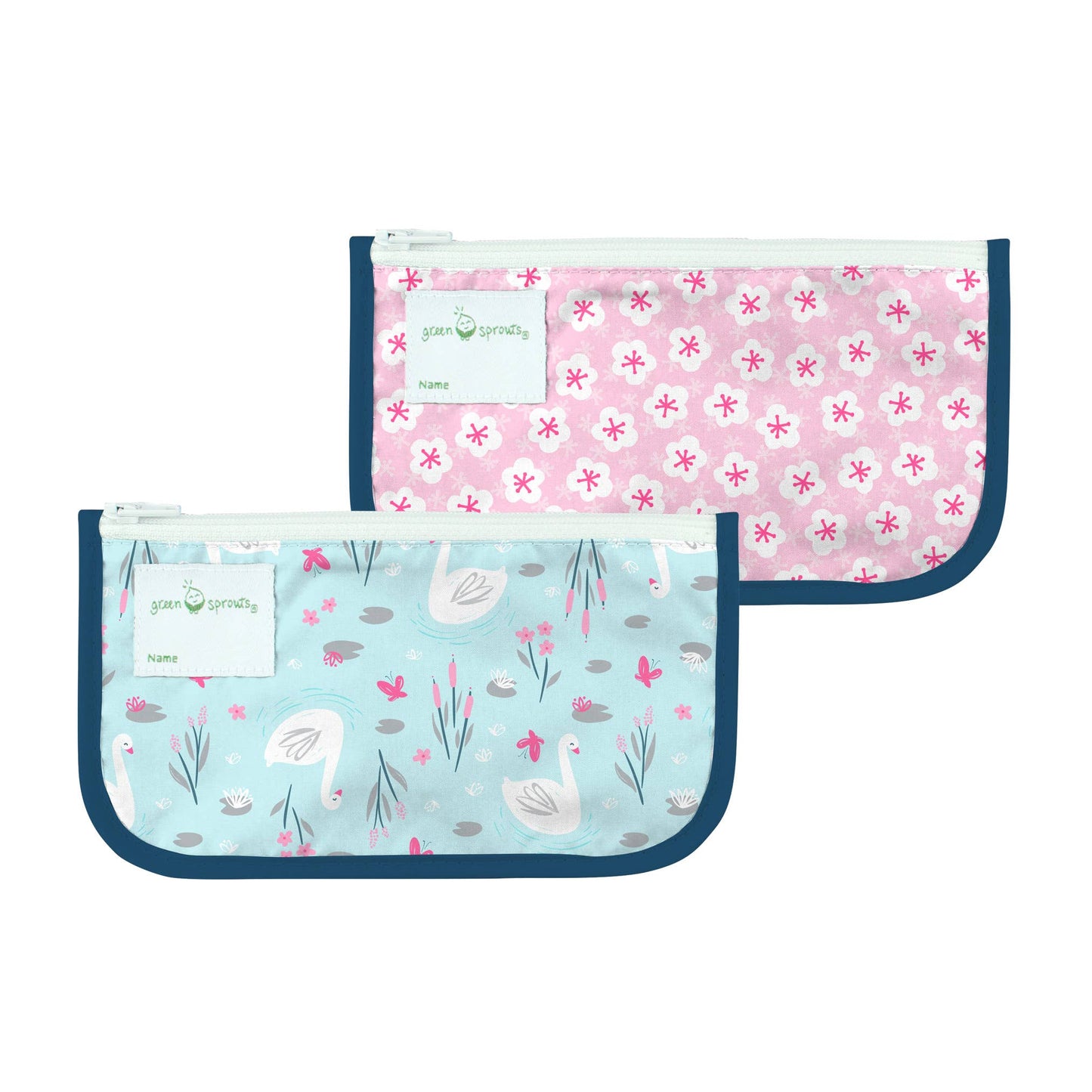 Green Sprouts, Inc. - Reusable Snack Bags (2pk) Aqua Swan / Pink Floral