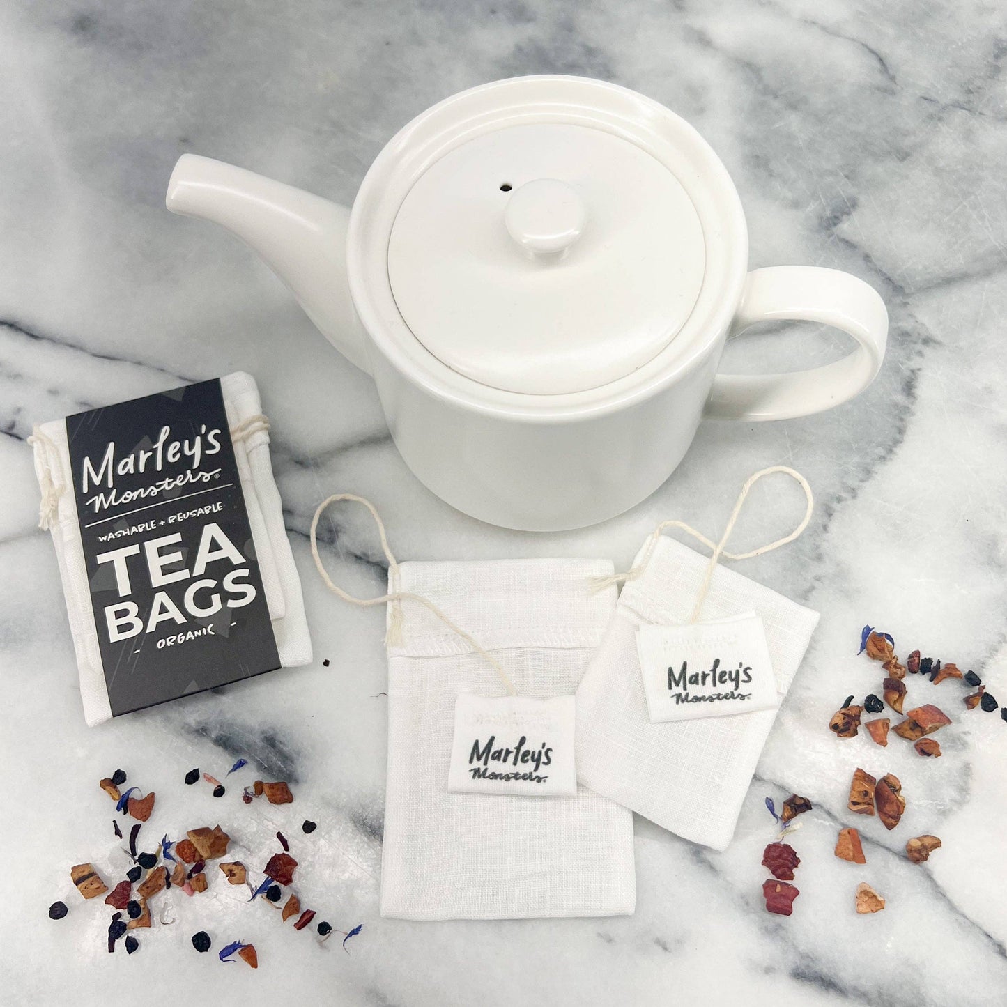 Marley's Monsters - REUSABLE TEA BAGS: Organic Linen - Set of 2