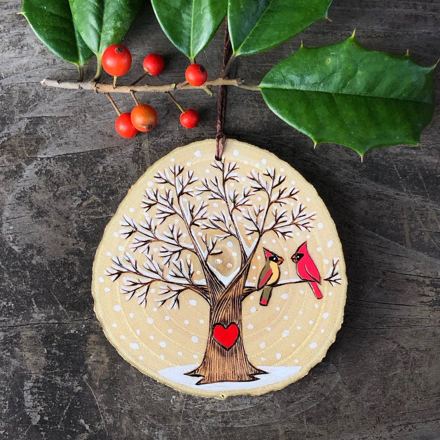 Forage Workshop - Snowy Cardinal Couple Ornament