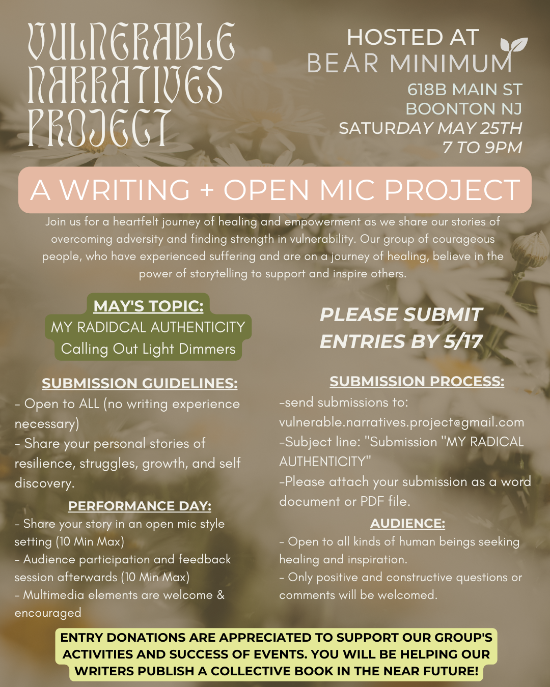 5/25 - Vulnerable Narratives // A Writing + Open Mic Project