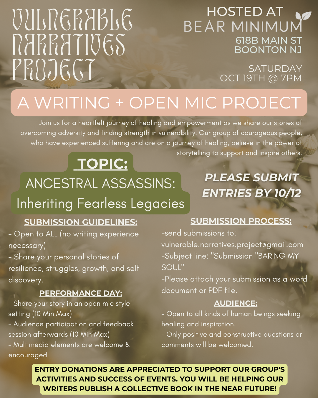 10/19 - Vulnerable Narratives // A Writing + Open Mic Project