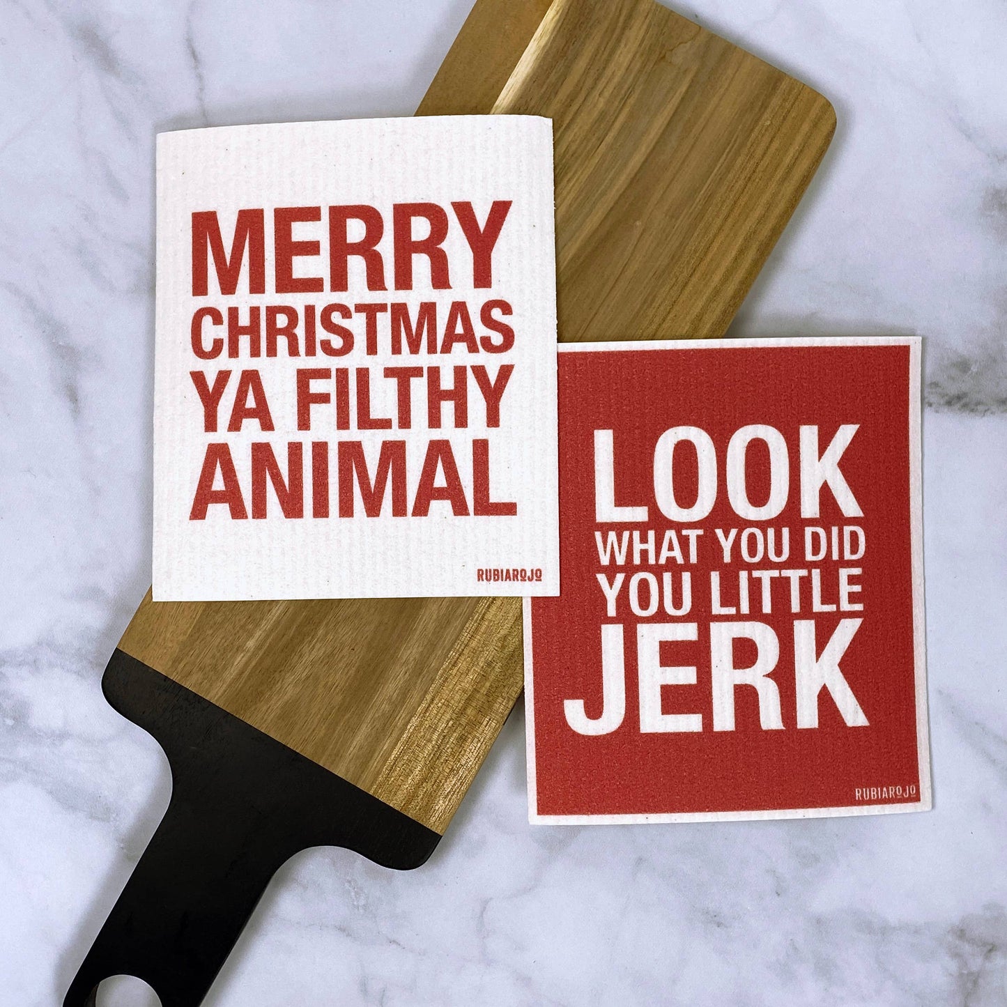 RubiaRojo - Merry Christmas Ya Filthy Animal holiday Swedish dishcloth