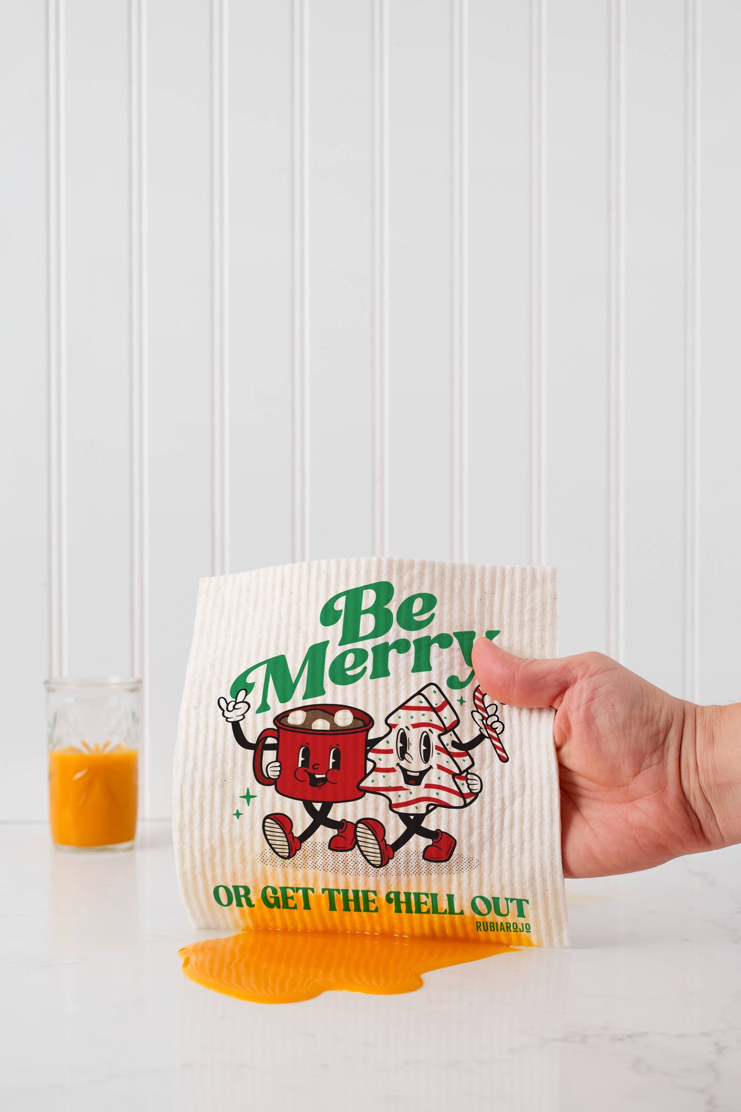 RubiaRojo - Be Merry Retro Character Funny Swedish Dishcloth