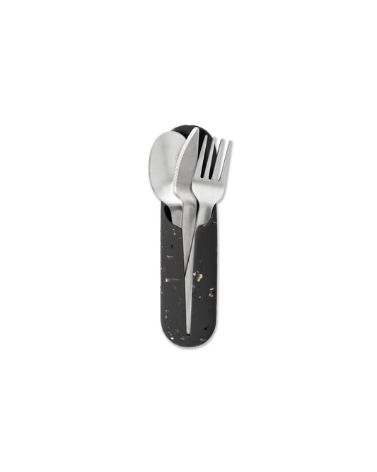 W&P - Stainless Steel Utensil Set in Silicone Carry Case: Terrazzo Charcoal