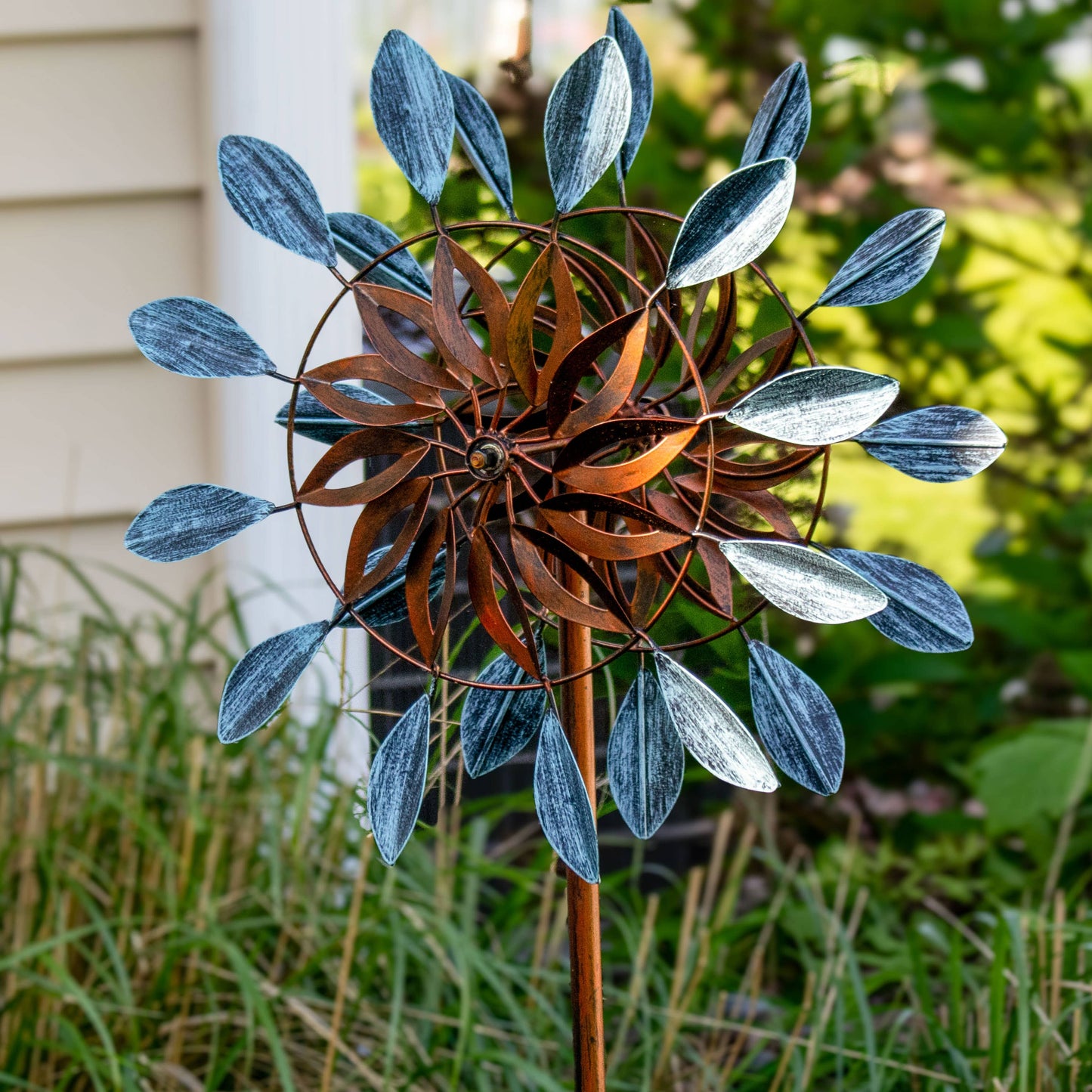 Sunnydaze Decor - Whirling Petals Powder-Coated Iron Wind Spinner - 48" H