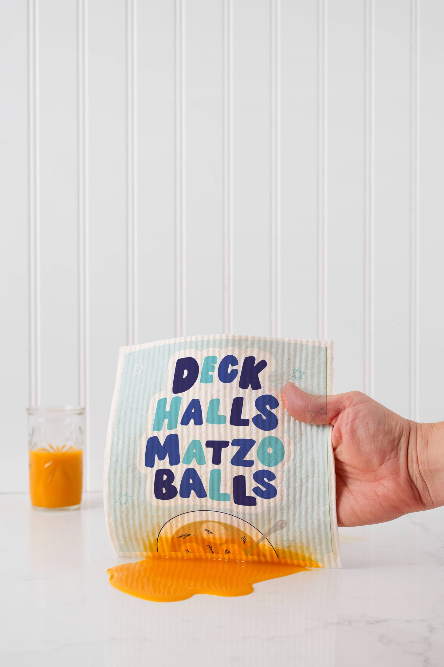 RubiaRojo - Deck the Halls with Matzo Balls Hanukkah Swedish Dishcloth