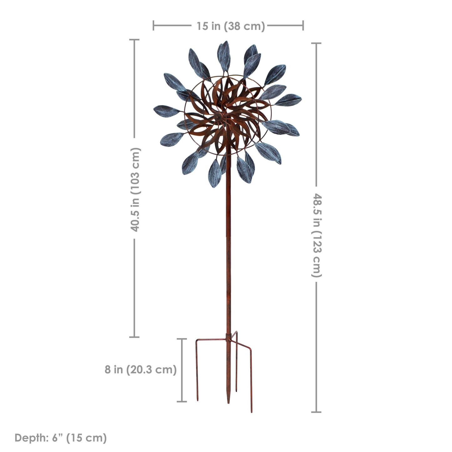Sunnydaze Decor - Whirling Petals Powder-Coated Iron Wind Spinner - 48" H
