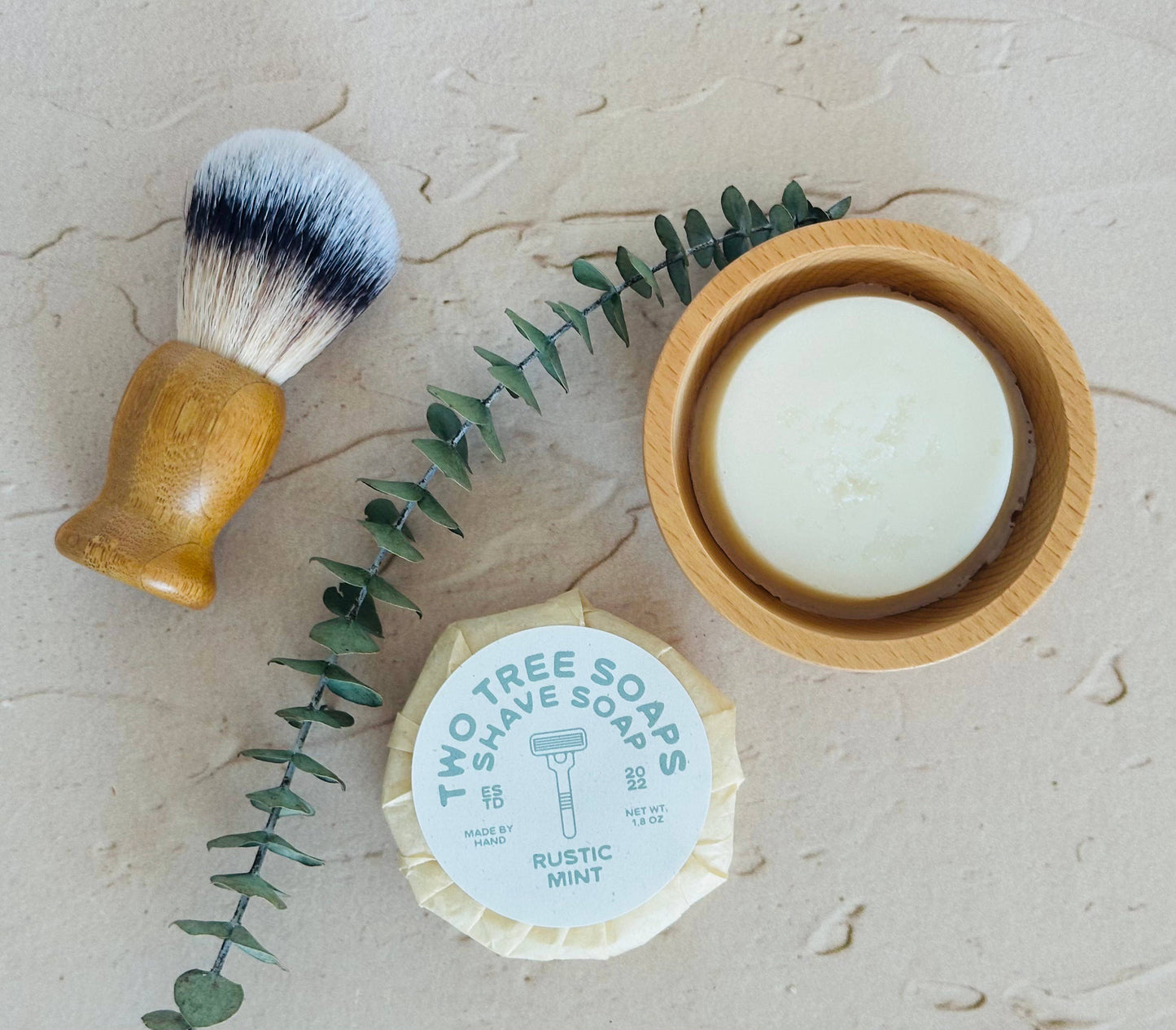 Two Tree Soaps - Natural Handmade Shave Soap - Rustic Mint