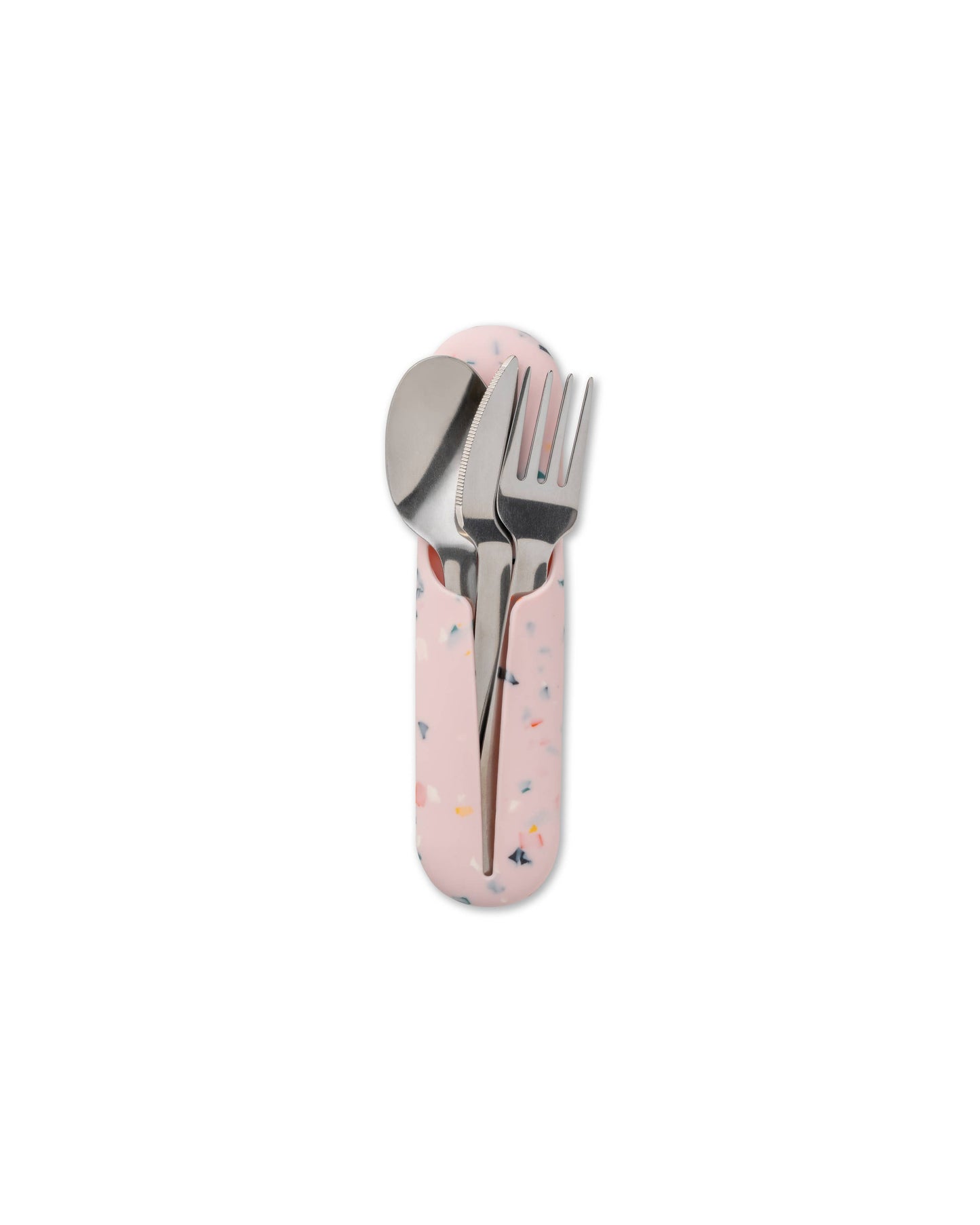 W&P - Stainless Steel Utensil Set in Silicone Carry Case: Terrazzo Cream