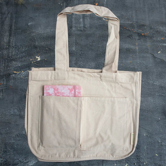 Plantish - Multi-pocket Tote Bag: Creamy Beige