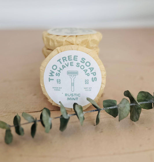 Two Tree Soaps - Natural Handmade Shave Soap - Rustic Mint