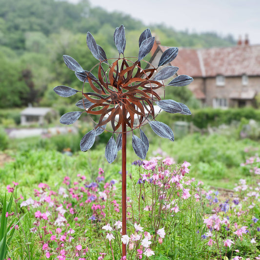Sunnydaze Decor - Whirling Petals Powder-Coated Iron Wind Spinner - 48" H