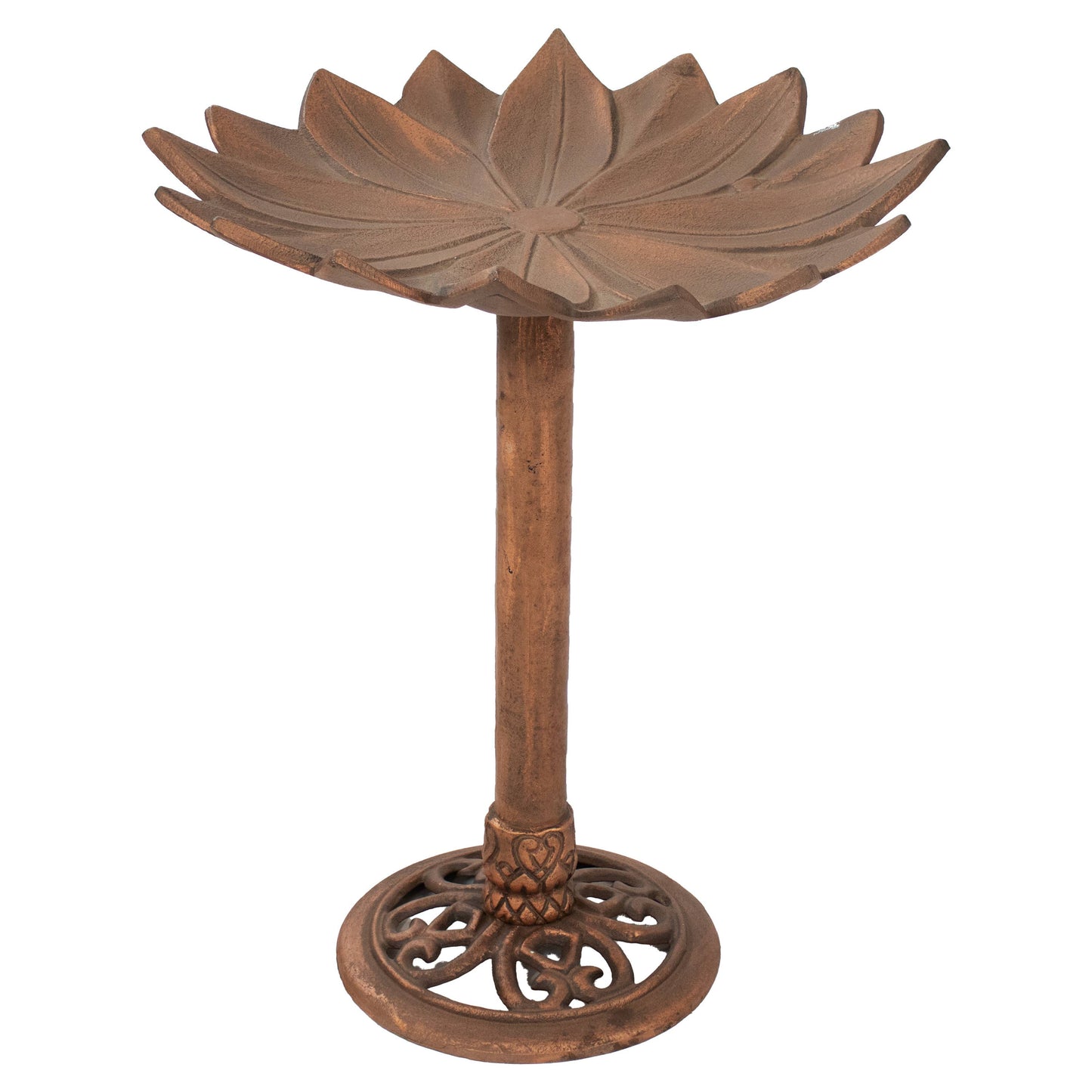 Sunnydaze Decor - Garden Lotus Metal Bird Bath - Copper Patina - 16.5-Inch
