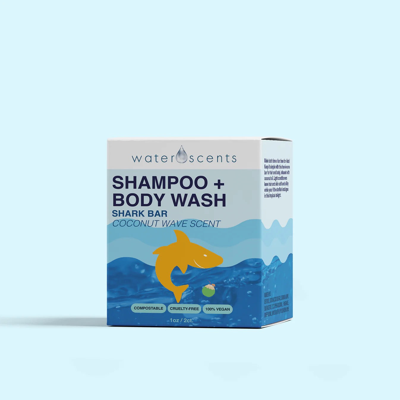 Water Scents - Shampoo & Body Wash Bar, Coconut Wave