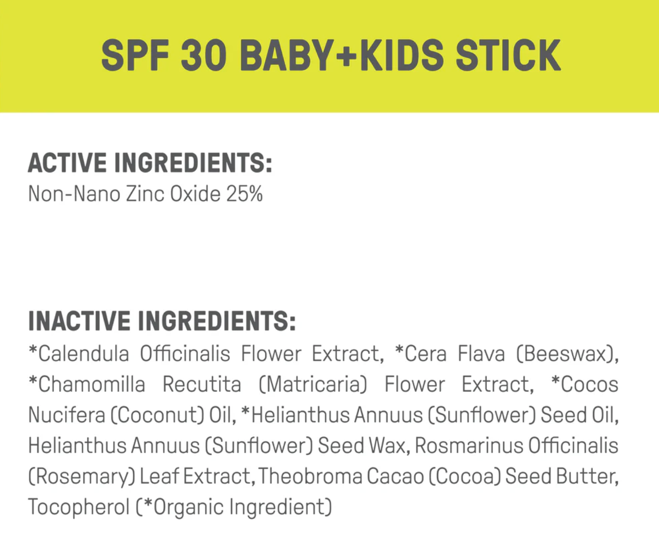 Raw Elements -  Baby + Kids SPF 30 Stick *Zero Waste*