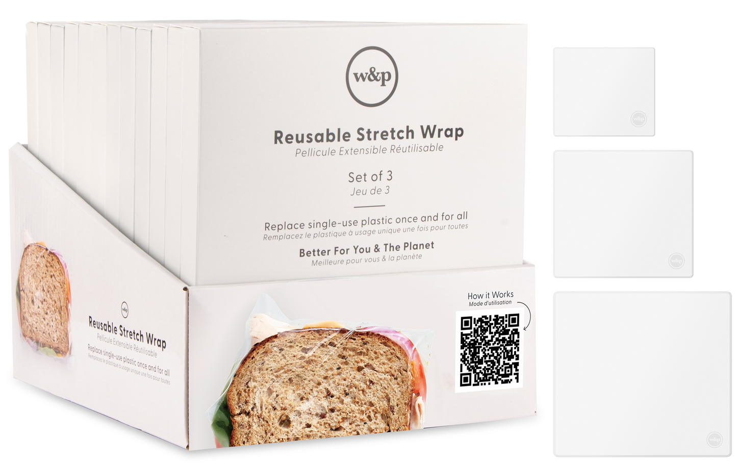 W&P - Reusable Silicone Stretch Wrap - Set of 3 - TRAY PACK