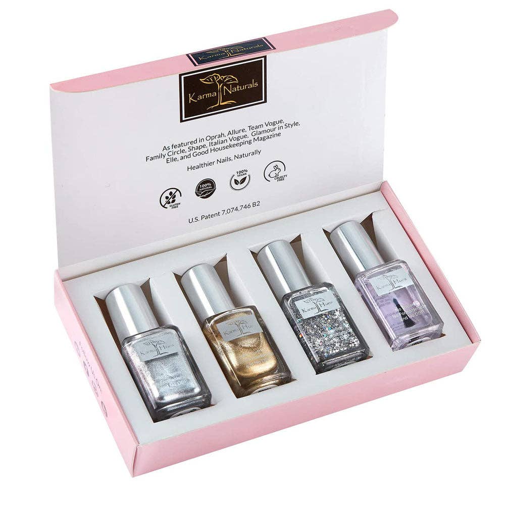 Karma Organic spa - Karma Naturals New York Gold and Silver Nail Polish Set