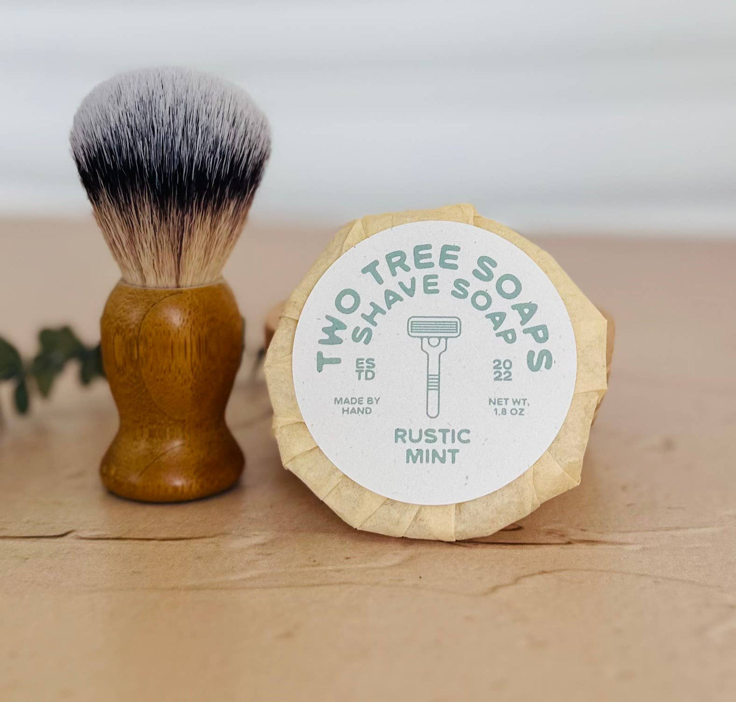 Two Tree Soaps - Natural Handmade Shave Soap - Rustic Mint