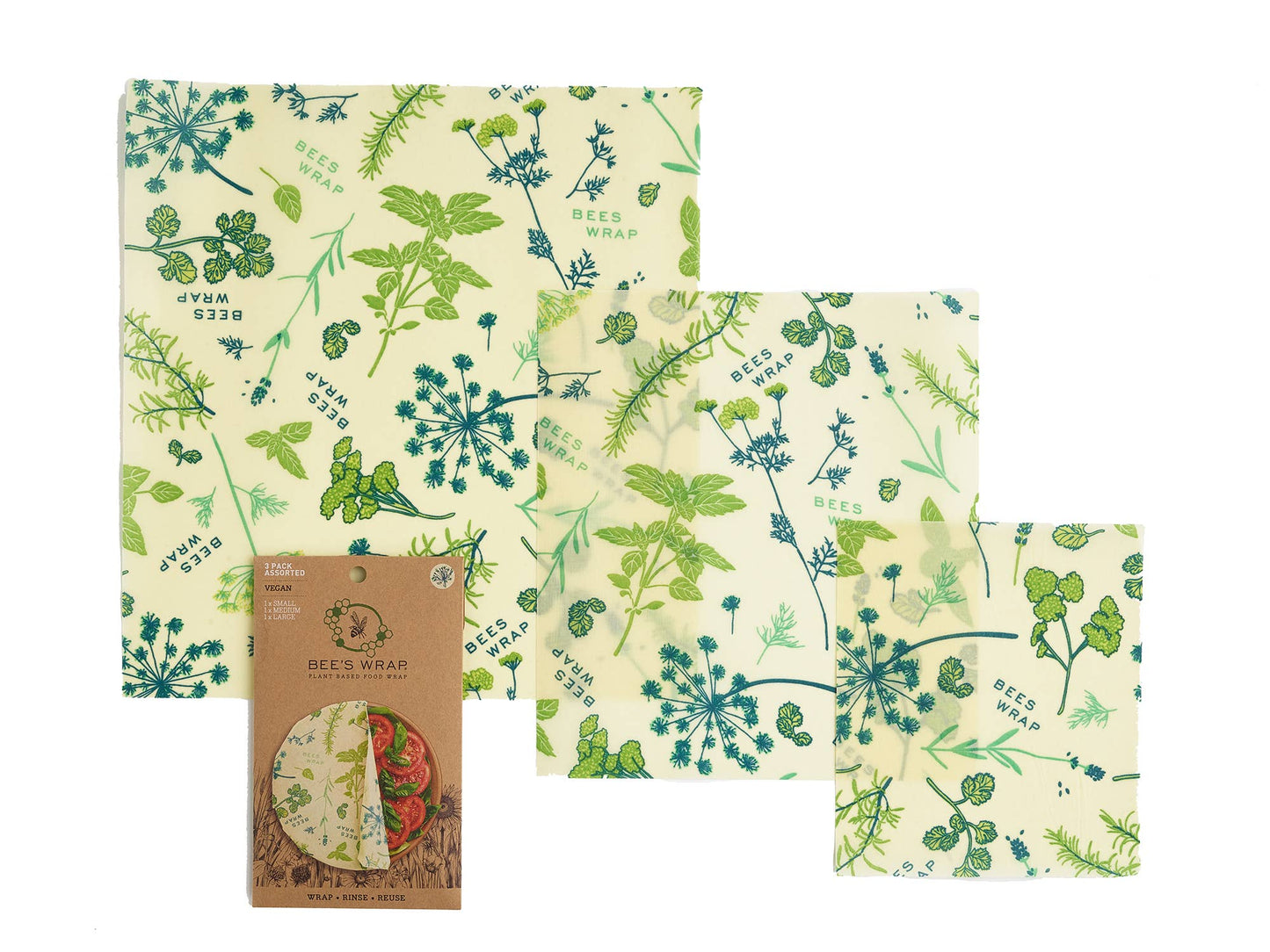 Bee's Wrap-Assorted 3 Pack-Plant Based- Herb Garden Print