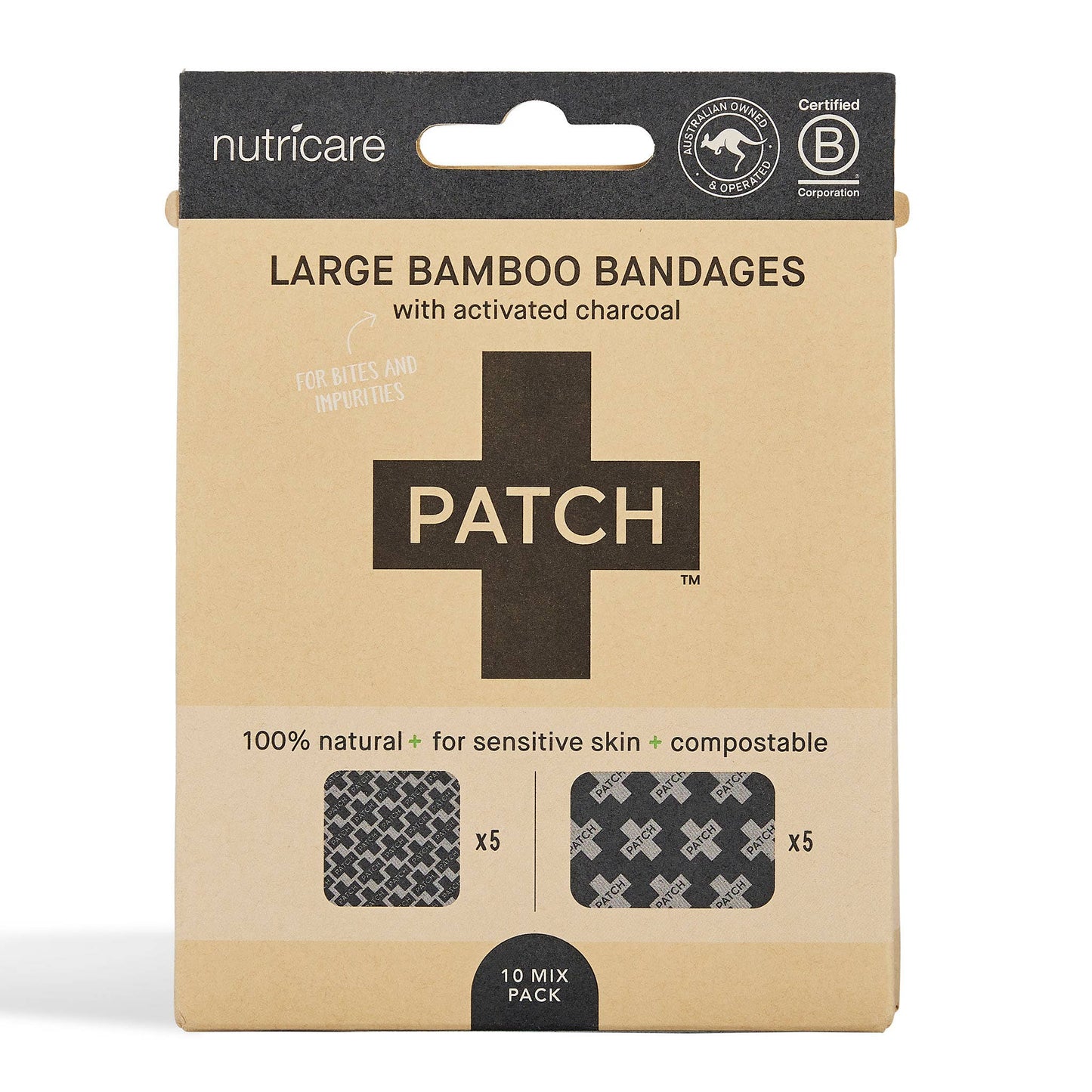 Patch Bamboo Bandages - Activated Charcoal Large Bandages