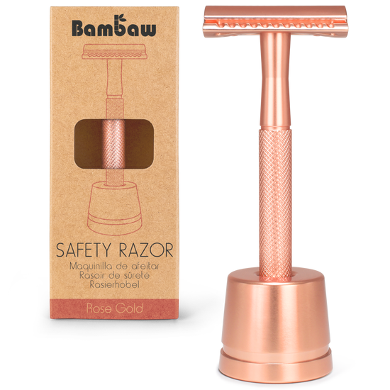 Bambaw - Metal Safety Razor with Stand - Rose Gold