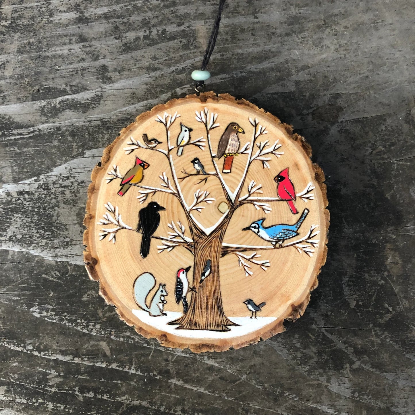 Forage Workshop - Snowy Backyard Birds Ornament